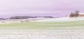 First snow on crop fields in daylight Royalty Free Stock Photo