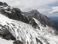 The panorama of the mountain peaks captured on the Jade Dragon Snow Mountain before the first snow melted Royalty Free Stock Photo