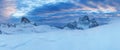 First snow. Gorgeous sunny view of Dolomite Alps first snow. Colorful winter scene of Monte Pelmo mountain range. Giau pass Royalty Free Stock Photo