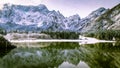 First snow at the mountain lake