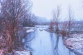 First snow over the brook. Beautiful wilderness