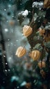First Snow on Tender Groundcherry Royalty Free Stock Photo