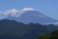 The first snowfall of Mt. Fuji in 2021. Royalty Free Stock Photo