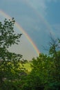 First spring rainbow, spring background