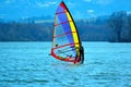 First spring windsurfing ride on a dam lake, Czech republic