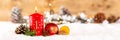 First 1st Sunday in advent with candle Christmas time decoration banner panorama copyspace copy space Royalty Free Stock Photo