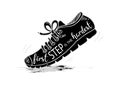 First Step is the Hardest lettering on shoes Royalty Free Stock Photo