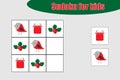 First Sudoku game with christmas pictures for children, easy level, education game for kids, preschool worksheet