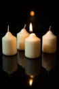 First sunday in advent, candles with black background Royalty Free Stock Photo