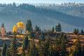 First sunrise rays of sun in Carpathian mountains. Royalty Free Stock Photo