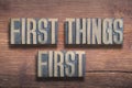 First things first wood Royalty Free Stock Photo