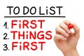 First Things First To Do List Royalty Free Stock Photo