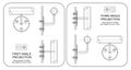 First and Third Angle Orthographic Projection Royalty Free Stock Photo