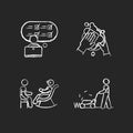 First-time jobs chalk white icons set on black background