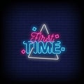 First Time Neon Signs Style Text vector Royalty Free Stock Photo