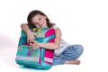 For the first time in school - little girl Royalty Free Stock Photo