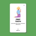 First Tooth Losing Cute Little Girl Child Vector