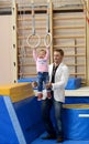 The first training. Olympic prize-winner in gymnastics Alexei Bondarenko in the gym.