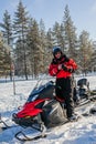 The first trip on snowmobiles