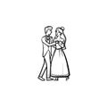 First wedding dance hand drawn sketch icon.