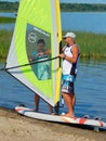 The first windsurfing lesson.