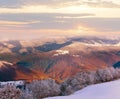 First winter snow and mountain beech forest