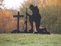 First World War Memorial Tribute - cut out of soldier at grave