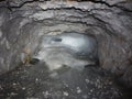 First world war tunel with ice at tofana di dentro in dolomites