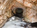 First world war tunel with ice at tofana di dentro in dolomites
