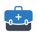 Firstaid bag glyph color flat vector icon