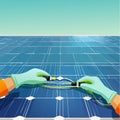 FirstPerson View of Solar Panel Maintenance Royalty Free Stock Photo