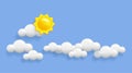 3D white clouds and yellow sun in the sky Royalty Free Stock Photo