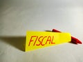 fiscal bussiness banking word displayed on yellow paper slip Royalty Free Stock Photo