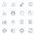 Fiscal growth linear icons set. Prosperity, Development, Advancement, Expansion, Progress, Boom, Thriving line vector