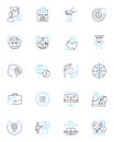 Fiscal growth linear icons set. Prosperity, Development, Advancement, Expansion, Progress, Boom, Thriving line vector