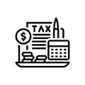 Black line icon for Fiscal, tax and financial