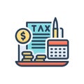 Color illustration icon for Fiscal, tax and calculation