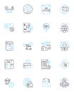 Fiscal responsibility linear icons set. Budgeting, Thriftiness, Accountability, Sustainability, Planning, Discipline Royalty Free Stock Photo