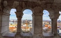 fischerman bastion arches with Budapest parliament view and the riverside Royalty Free Stock Photo