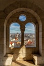 fischerman bastion arches with Budapest parliament view and the riverside Royalty Free Stock Photo