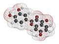 Fisetin plant polyphenol molecule. 3D rendering.