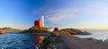 Fisgard Lighthouse at Sunset, Fort Rodd Hill National Historic Site, Victoria, BC, Vancouver Island, Canada Royalty Free Stock Photo