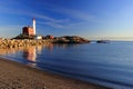 Fisgard Lighthouse in Evening Light, Fort Rodd Hill National Historic Site, Victoria, British Columbia, Canada Royalty Free Stock Photo