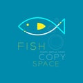 Fish and Air bubble logo icon outline stroke set dash line Royalty Free Stock Photo