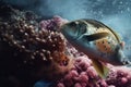 Fish. Animals of the underwater marine world. Ecosystem. Multi Colored tropical fish. Life in a coral reef. Underwater