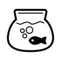 Fish aquarium simple vector icon. Black and white illustration of transparent fishbowl. Outline linear icon. Royalty Free Stock Photo