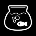 Fish aquarium simple vector icon. Black and white illustration of transparent fishbowl. Outline linear icon. Royalty Free Stock Photo