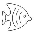 Fish for aquarium thin line icon, domestic animals concept, Goldfish sign on white background, aquarium fish silhouette