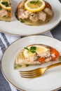 Fish in aspic with vegetables. Royalty Free Stock Photo