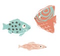 Fish baby cute print. Sweet sea animal.